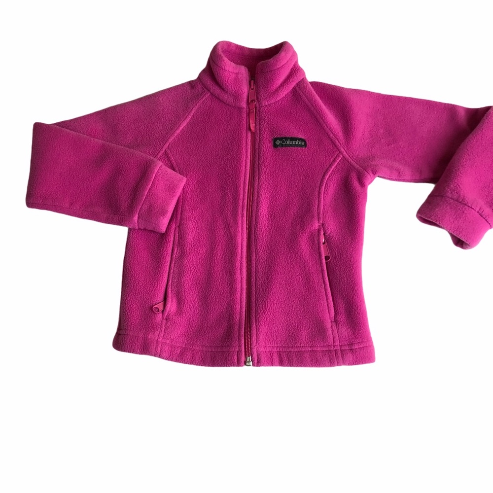 Girls pink Columbia fleece jacket 6 warm 6 euc